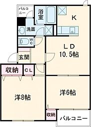 ファミール泉南1番館 2LDKの間取図画像