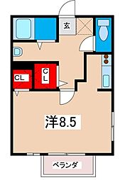 サウストクレール ワンルームの間取図画像
