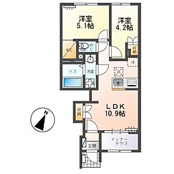 水戸市酒門町アパート 2LDKの間取図画像
