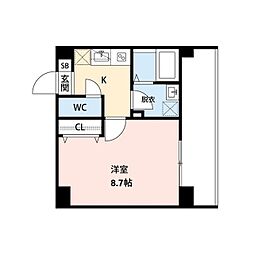 CUES東万代 1Kの間取図画像