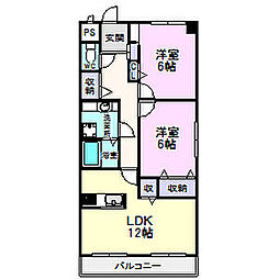 パークサイドHONDA 2LDKの間取図画像