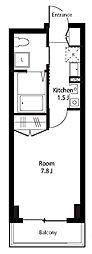 アンビックスつつじヶ丘A棟 1Kの間取図画像