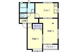 ウィッシュ・ボン 2DKの間取図画像