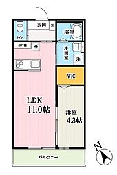 キャメル越谷3 1LDKの間取図画像