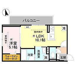 姫路市町坪アパート 1LDKの間取図画像