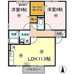 リヴェール2 2LDKの間取図画像