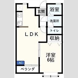 プランドール 1LDKの間取図画像