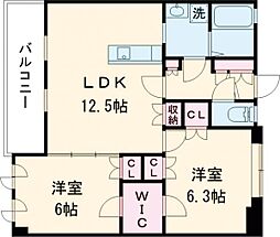 ナイスマンション九品寺熊大医学部前 2LDKの間取図画像
