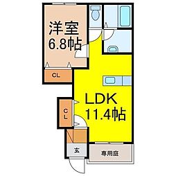 アンレーヌシャトレーン 1LDKの間取図画像