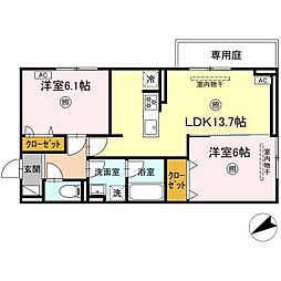 セルヴェール 2LDKの間取図画像