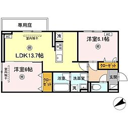 セルヴェール 2LDKの間取図画像