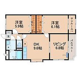 ゴールドパレス 3DKの間取図画像