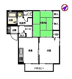 メゾン橘B 2DKの間取図画像