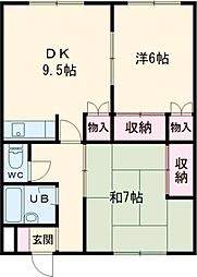 ファミール北浜 2DKの間取図画像