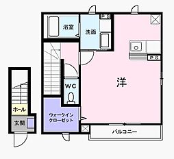 ブルックフォン 1Kの間取図画像