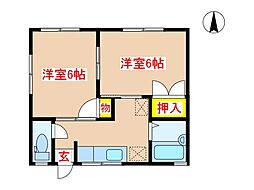 ガーデンプレイス住吉D 2Kの間取図画像