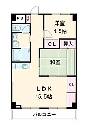 サンハイツ大和第2 2LDKの間取図画像