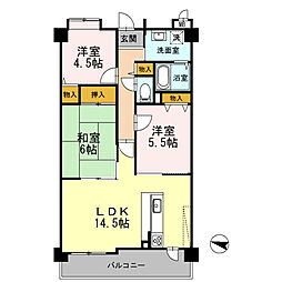 フローラ東館 3LDKの間取図画像