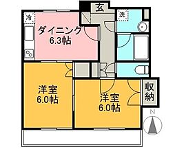 セトルFUJIMOTO 2DKの間取図画像