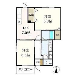 グリーンヒル 2DKの間取図画像
