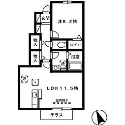 ハーベストデュオ 1LDKの間取図画像