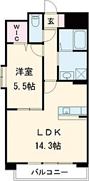 アンクレージュ菊陽 1LDKの間取図画像
