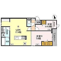 D-PLACE北条宮の町 2LDKの間取図画像