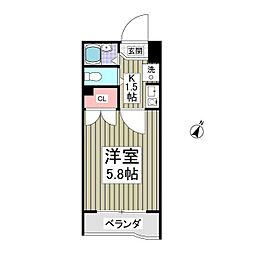 アミティY 1Kの間取図画像