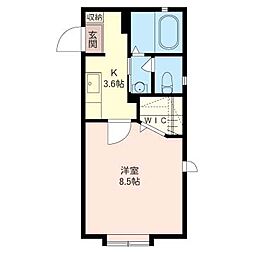 ベルアンジェ 1Kの間取図画像
