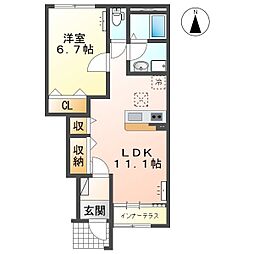 ベルグラースモンターニュ 1LDKの間取図画像