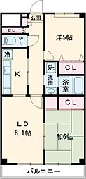 エターナルプレイス 2LDKの間取図画像