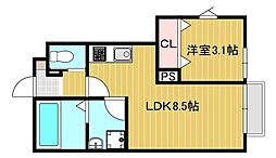 WINEASTSOLTPOT 1LDKの間取図画像