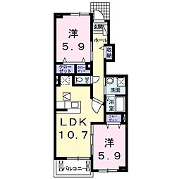アスカE 2LDKの間取図画像