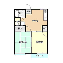 ビバライフ水落 2DKの間取図画像