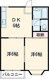 パークハイムA 2DKの間取図画像