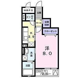 ライルツー 1Kの間取図画像