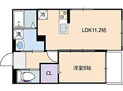 倉敷中島新築アパート(A棟) 1LDKの間取図画像