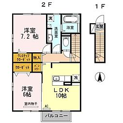 プラティーク湯本A 2LDKの間取図画像