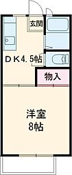 サンハウス宇都宮 1DKの間取図画像
