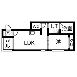 エンパイアステート 1LDKの間取図画像