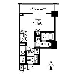 レジディア中落合　Ａ 2階ワンルームの間取り