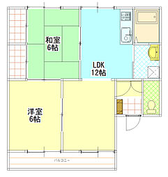 サンパークＫ 2階2LDKの間取り