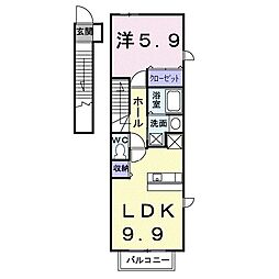 エフ・エレガントA 1LDKの間取図画像