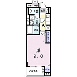 グランソレイユ 1Kの間取図画像