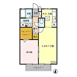 エスパーダA 1LDKの間取図画像