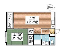 サンワロイヤル長江 1LDKの間取図画像