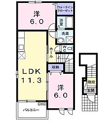 アシスト 2LDKの間取図画像