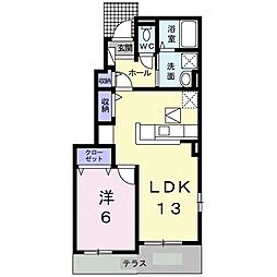 カーサフェリーチェB 1LDKの間取図画像
