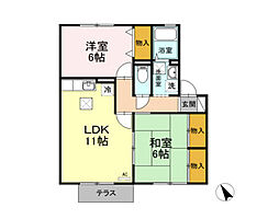 アムール美里 2LDKの間取図画像