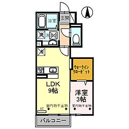 D-room利田B 1LDKの間取図画像